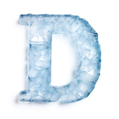 letter D in the shape of ice, ice typography letter font illustration, alphabet abc, frozen text
