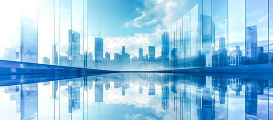 View of mirrored glass city for business background or conference banner. Ai generation