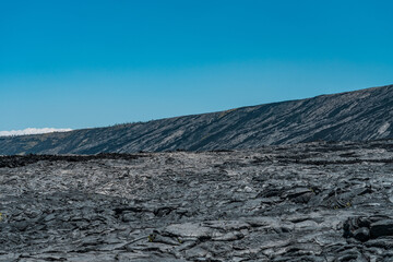 Alanui Kahiko. Chain of Craters Road, Hawaii Volcanoes National Park. Pahoehoe and A'a Lava. volcanic rock