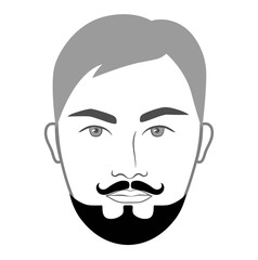 Balbo Beard style men in face illustration Facial hair Imperial mustache. Vector grey black portrait male Fashion template flat barber collection set. Stylish hairstyle isolated outline on white