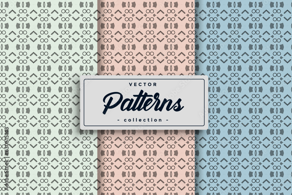 Leinwandbilder Set of Geometric seamless patterns patterns and swatches Abstract geometric hexagonal oriental Seamless geometric vector