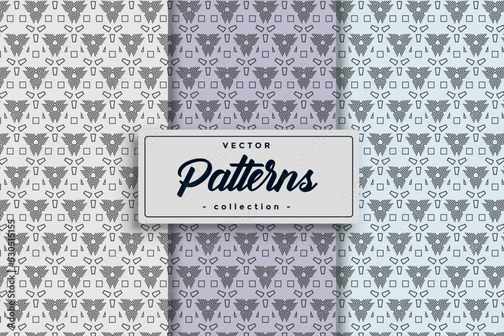Leinwandbilder Set of Geometric seamless patterns patterns and swatches Abstract geometric hexagonal oriental Seamless geometric vector