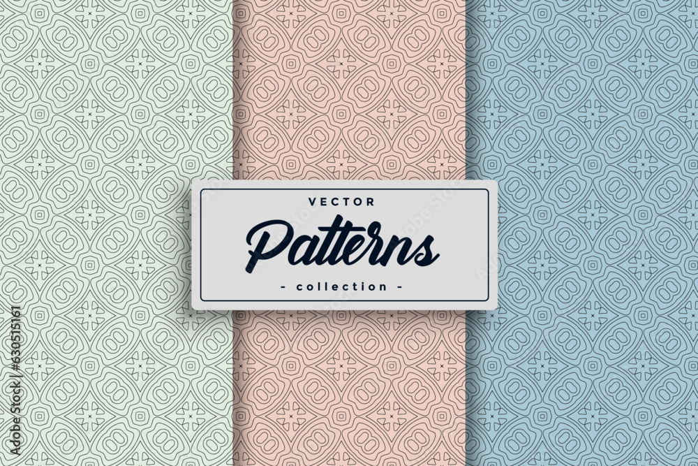 Leinwandbilder Set of Geometric seamless patterns Abstract geometric hexagonal pattern Seamless geometric cubes pattern.