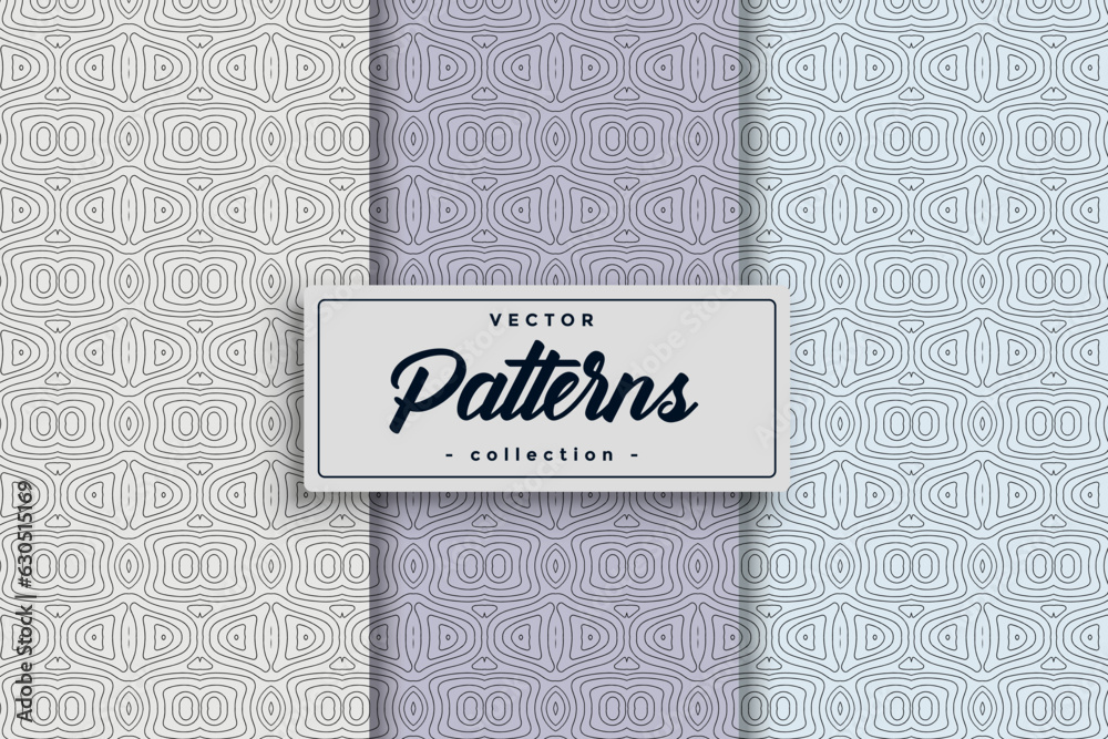 Aufkleber Set of Geometric seamless patterns Abstract geometric hexagonal pattern Seamless geometric cubes pattern.