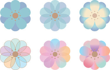 A set of colorful flower illustrations.
