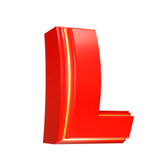 3d render letter font red