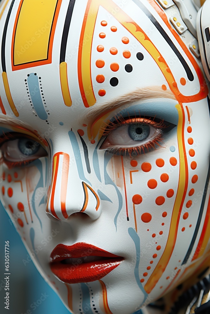 Poster a woman with white face paint. generative ai art.