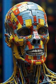 a close up of a robot head. Generative AI Art.
