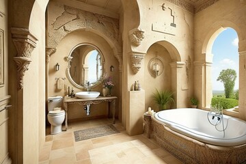 Mediterranean style bathroom, interior design