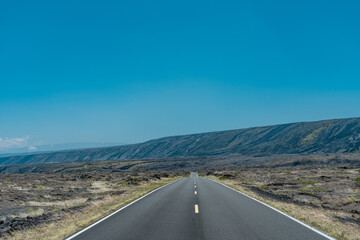 Chain of Craters Road, Hawaii Volcanoes National Park. Pahoehoe and A'a Lava. volcanic rock