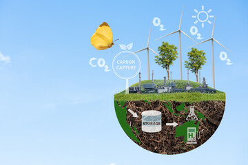 The plant emits carbon dioxide and is captured, stored and transported for storage or utilization.