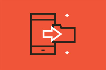 Geometric share file technology illustration in flat style design. Vector illustration. 