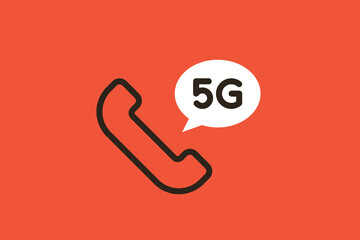 Geometric 5g call technology illustration in flat style design. Vector illustration. 