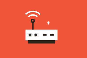 Geometric wifi router technology illustration in flat style design. Vector illustration. 