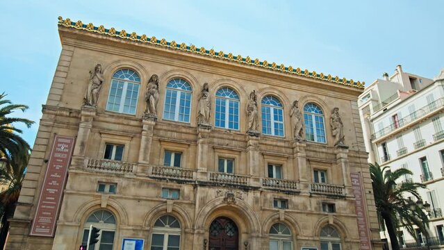 Beautiful old historical buildings of Toulon, France. Architecture and art in the south of France.