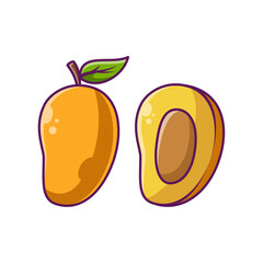 Mango Fruit Cartoon Vector Illustration Design. Fruits Premium Illustration Isolated.