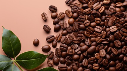 Coffee beans on a simple background. Generative AI. 