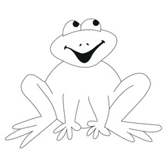 Sweet and happy frog without coloring. Happy frog vector illustration on white background.