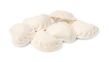 Fototapeta na wymiar Raw dumplings (varenyky) isolated on white. Ukrainian cuisine