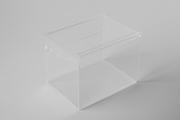 One ballot box on light grey background. Election time