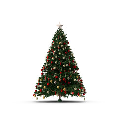 Christmas Tree with Gold and Red Balls in transparent background