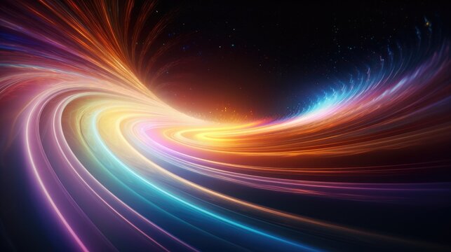 Colorful vortex energy, cosmic spiral waves, multicolor swirls explosion. Abstract futuristic digital background. © mozZz