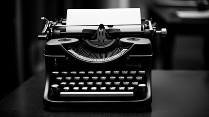 Fototapeta na wymiar Old retro vintage typewriter black and white background