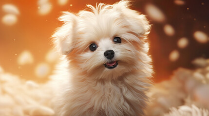 Cute puppy smile white fur pet
