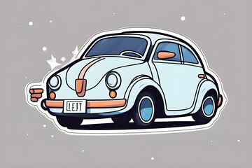 Fototapeta na wymiar cute electric car sticker Generative AI 