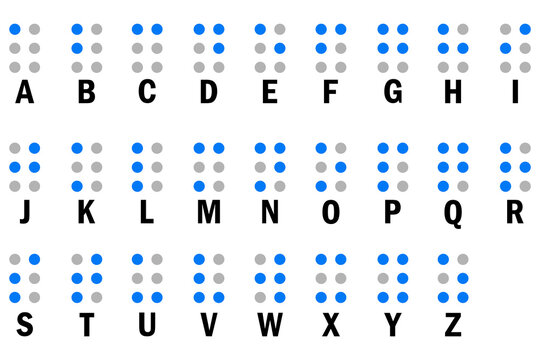 Braille alphabet letters in a row. Braille table. Vector illustration. Eps 10.