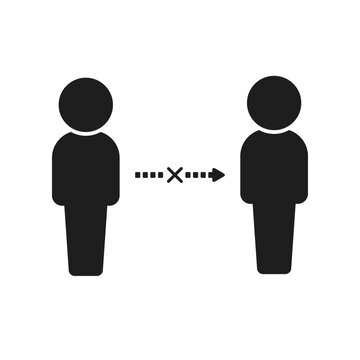 2人の人型のアイコンとバツが付いた右方向の矢印 -相関図･人間関係のイメージ素材
