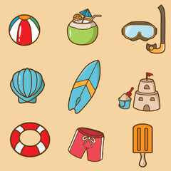 beach icons set for your design and your brand