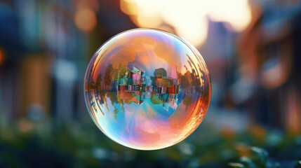 Big soap_colorful bubbles, blur summer background