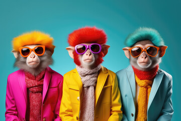  A Group of Funny Stylish Monkeys 