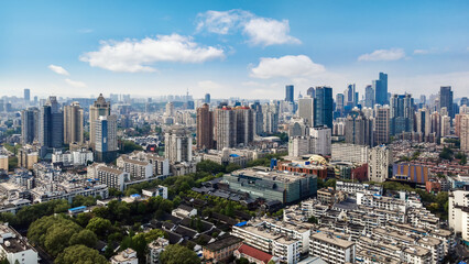 Obraz premium Aerial photography of the skyline of urban architecture in Nanjing