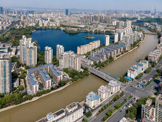 Fototapeta na wymiar Aerial photography of the skyline of urban architecture in Nanjing..