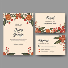 watercolor floral wedding invitation template design