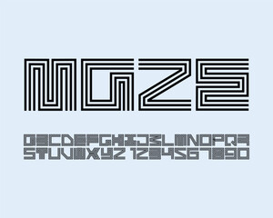 designer maze typeface set design for logo or masthead