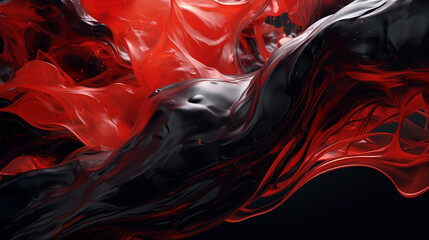 abstract background with red black gel waves. Generative Ai. 