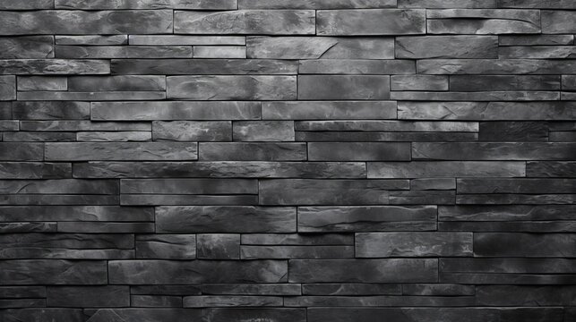 Fototapeta Black and Grey Brick Wall Background Texture - Generative AI