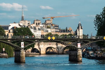 Paris, France. April 22, 2022: The Ile de la Cité or Settlement Island) is located in the middle of the Seine River, in the heart of the city of Paris.