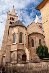 Fototapeta na wymiar The eastern facade of St. George's Basilica in Prague Castle