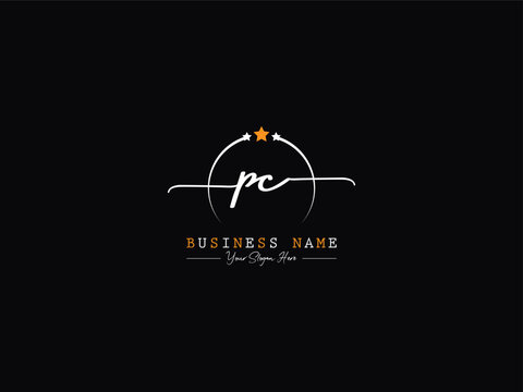 Calligraphy PC Modern Signature Logo, Initial pc cp Logo Letter Vector For Your Luxury Shop