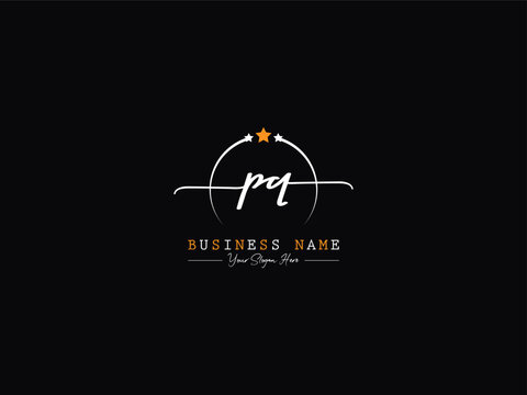 Calligraphy PQ Modern Signature Logo, Initial pq qp Logo Letter Vector For Your Luxury Shop