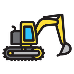 Excavator outline icon. Transportation illustration for templates, web design and infographics	