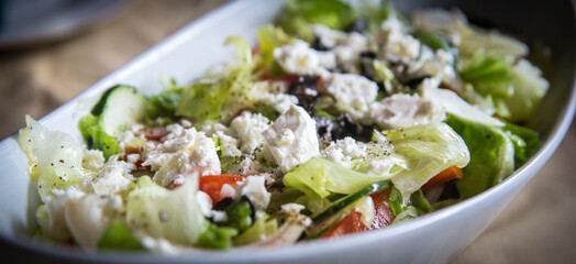 Close up of a greek salad