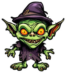 Creepy Goblin Halloween Sticker Design - obrazy, fototapety, plakaty