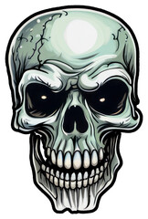 Fototapeta premium Creepy Skull Halloween Sticker Design