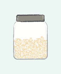 Cute cartoonish oatmeal in a glass container