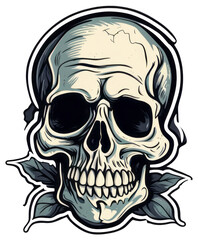 Fototapeta premium Creepy Skull Halloween Sticker Design